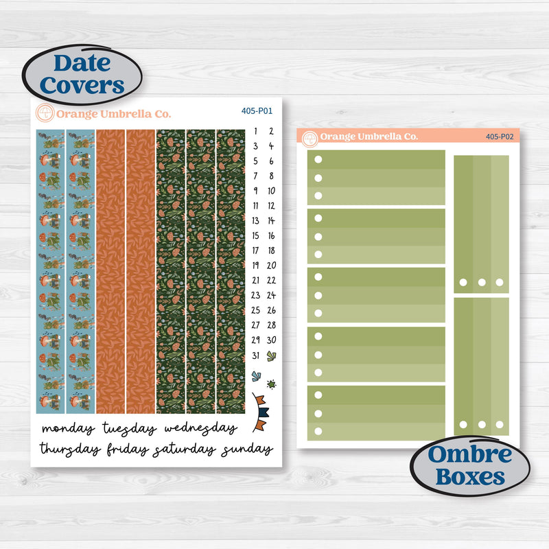 Woodland Frog Planner Kit | 7x9 Plum Daily Planner Kit Stickers | Cameron | KIT-405-P
