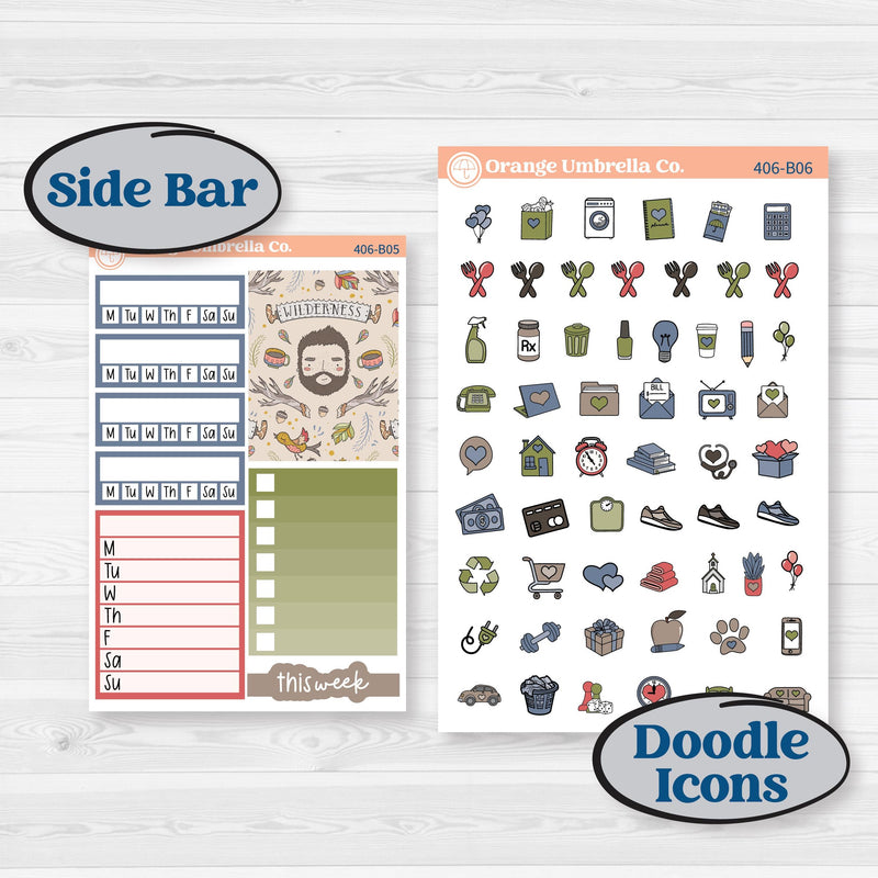 Wilderness Fall Stickers | Weekly Add-On Planner Kit Stickers | Lumberjack | KIT-406-B