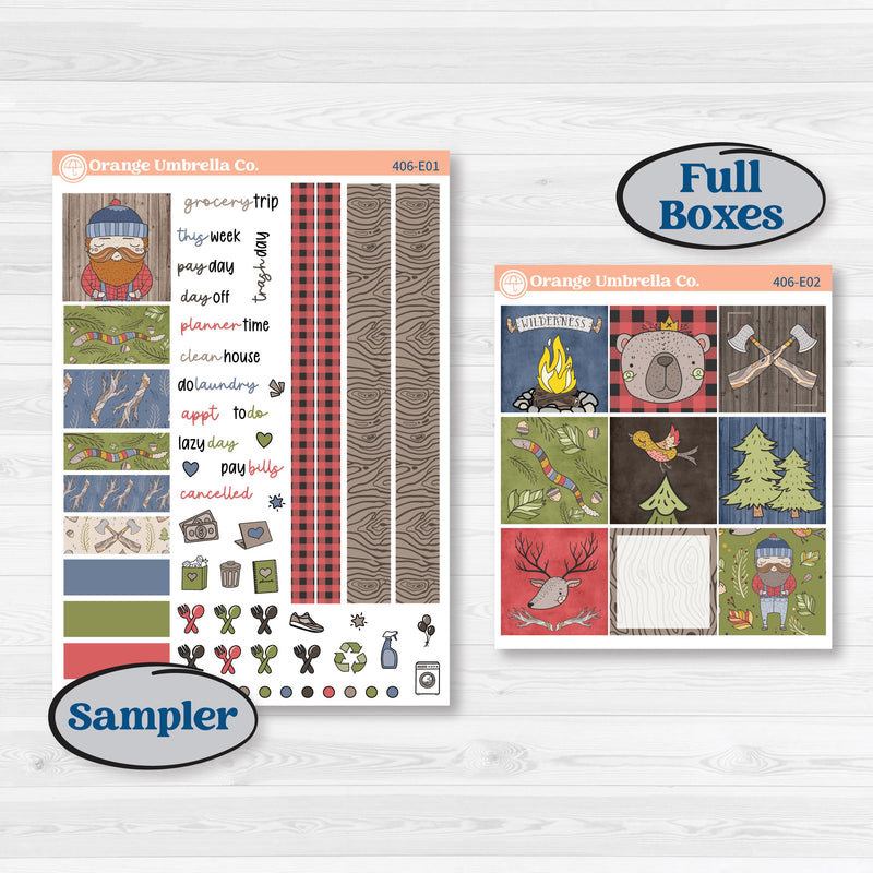 Wilderness Fall Stickers | Hobonichi Cousin Weekly & Daily Planner Kit Stickers | Lumberjack | KIT-406-E