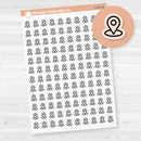Location marker icon sticker sheet for planners, travel journals, and memory keeping — clear matte.