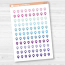 Location marker stickers sheet for planners, location pins, travel icons, functional icon stickers, removable white matte.
