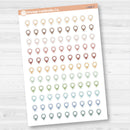 Location marker stickers sheet for planners, location pins, travel icons, functional icon stickers, removable white matte.