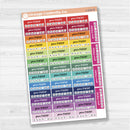 Removable white matte pain tracker sticker sheet with F17 font, for health and wellness tracking in planners and journals.