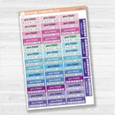 Removable white matte pain tracker sticker sheet with F17 font, for health and wellness tracking in planners and journals.