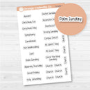 Christian holiday script stickers in white removable matte, 30 faith-based labels in F17 font for planners and journals.