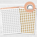 Removable white matte taco icon planner sticker sheet with 126 tiny tacos for meal planning or taco night spreads.