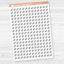 Clear matte micro football icon sticker sheet with 221 tiny sports stickers for planners and calendars.