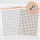 Clear matte micro football icon sticker sheet with 221 tiny sports stickers for planners and calendars.