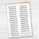 White removable matte planner sticker sheet with January–June 2026 dates in F18 font.