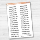 White removable matte planner sticker sheet with January–June 2026 dates in F18 font.