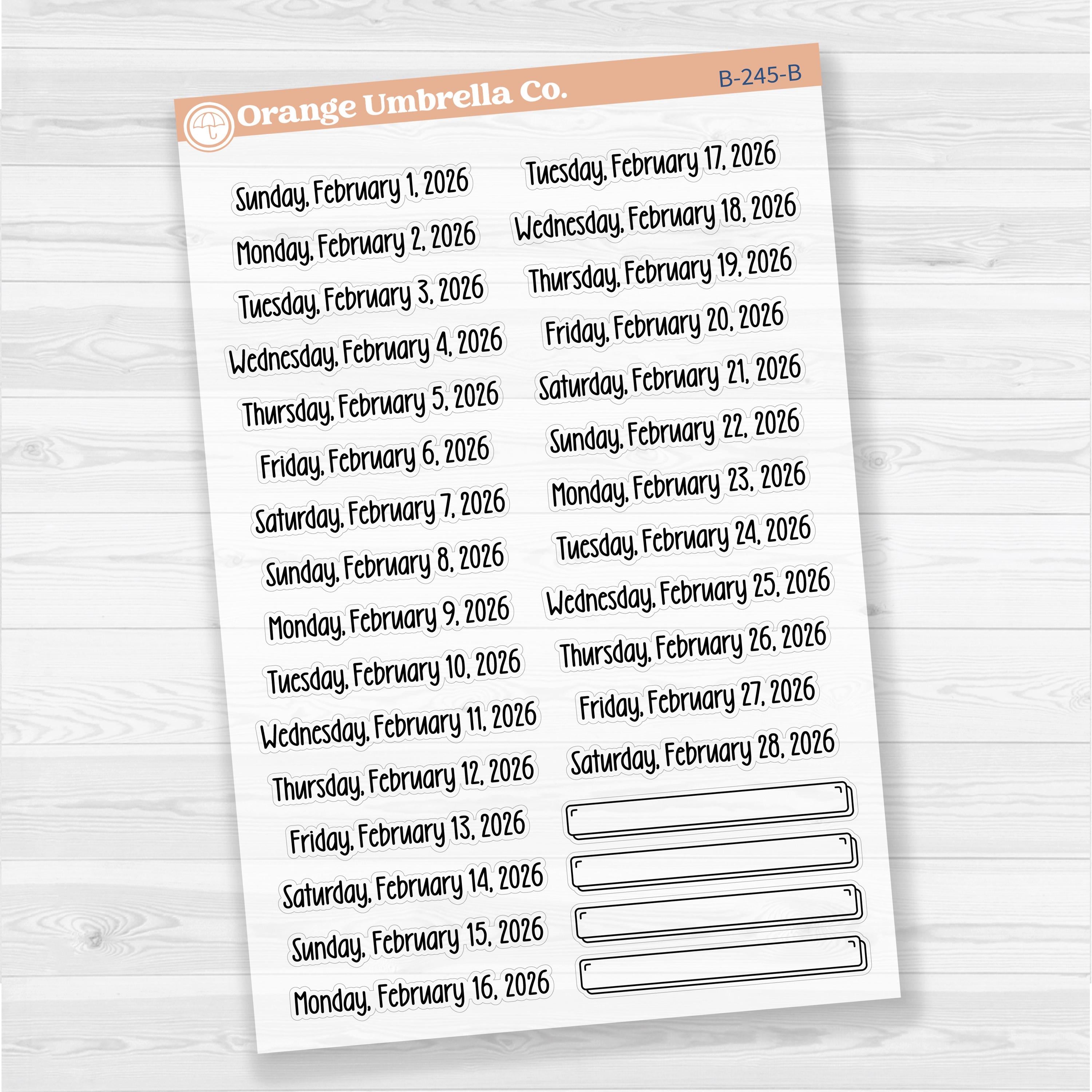 Dates of the Month 2026 | January-June Planner Stickers | F18 Clear Matte | B-244-249-BCM