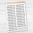 Sheet of clear matte planner stickers with dates for July-December 2026 in F18 font, 31 total.