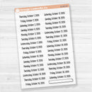 Sheet of clear matte planner stickers with dates for July-December 2026 in F18 font, 31 total.