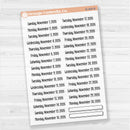 Sheet of clear matte planner stickers with dates for July-December 2026 in F18 font, 31 total.