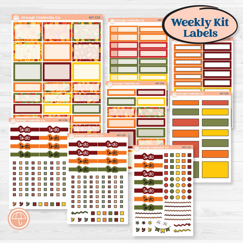 Colorful Autumn Stickers | Weekly Add-On Labels Planner Kit Stickers | Vivid | KIT-407-C