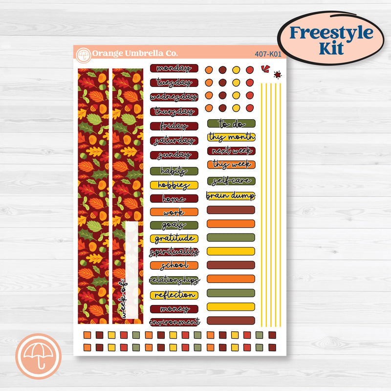 Colorful Autumn Stickers | Freestyle Kit Any Planner Kit Stickers | Vivid | KIT-407-K