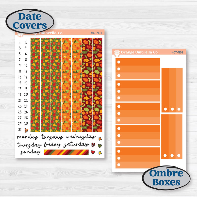 Colorful Autumn Stickers | A5 Plum Daily Planner Kit Stickers | Vivid | KIT-407-N