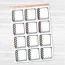 Large journaling spiral notes sticker sheet with 12 big boxes for decorative journaling, scrapbooking, or planner spreads.
