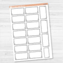 Large white rectangle journaling box sticker sheet with 17 big box stickers for planners and scrapbooking.