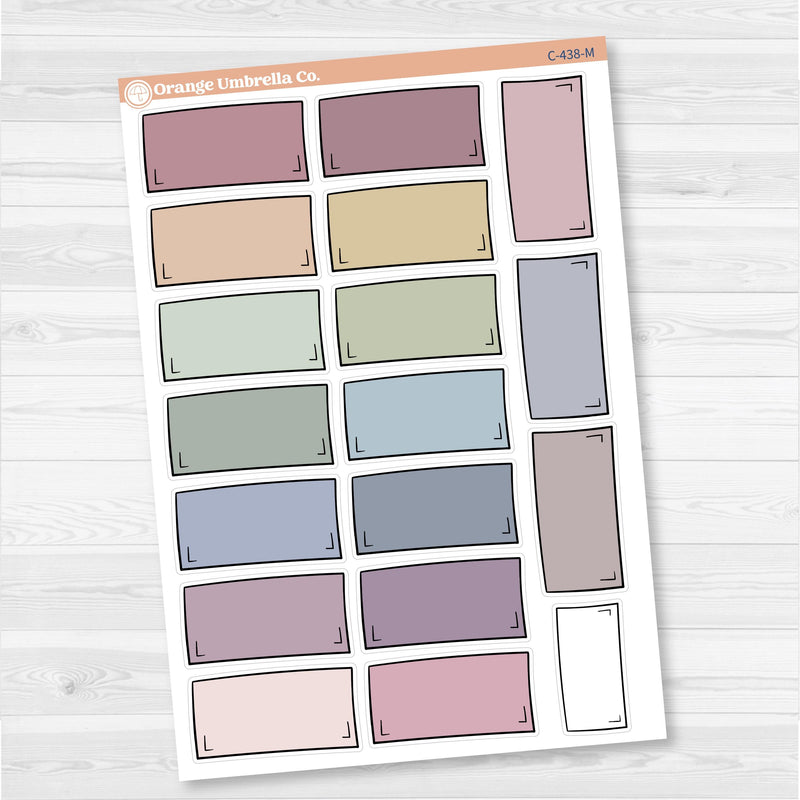 Large white rectangle journaling box sticker sheet with 17 big box stickers for planners and scrapbooking.