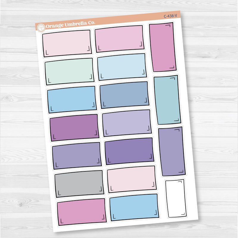 Large white rectangle journaling box sticker sheet with 17 big box stickers for planners and scrapbooking.