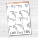 Large white flag journaling box sticker sheet with 12 big decorative flag boxes for planners and journaling.

