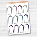 Sticker sheet with large arrow-shaped journaling note boxes for planners and scrapbooking — white matte.