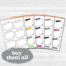 Sticker sheet with large rectangular washi tape journaling boxes for planners, scrapbooking, and Bible journaling — white matte.