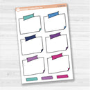 Sticker sheet with large rectangular washi tape journaling boxes for planners, scrapbooking, and Bible journaling — white matte.