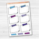 Sticker sheet with large rectangular washi tape journaling boxes for planners, scrapbooking, and Bible journaling — white matte.