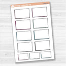 Sticker sheet with large rectangular torn edge notes for planners, Bible journaling, and scrapbooking — white matte.