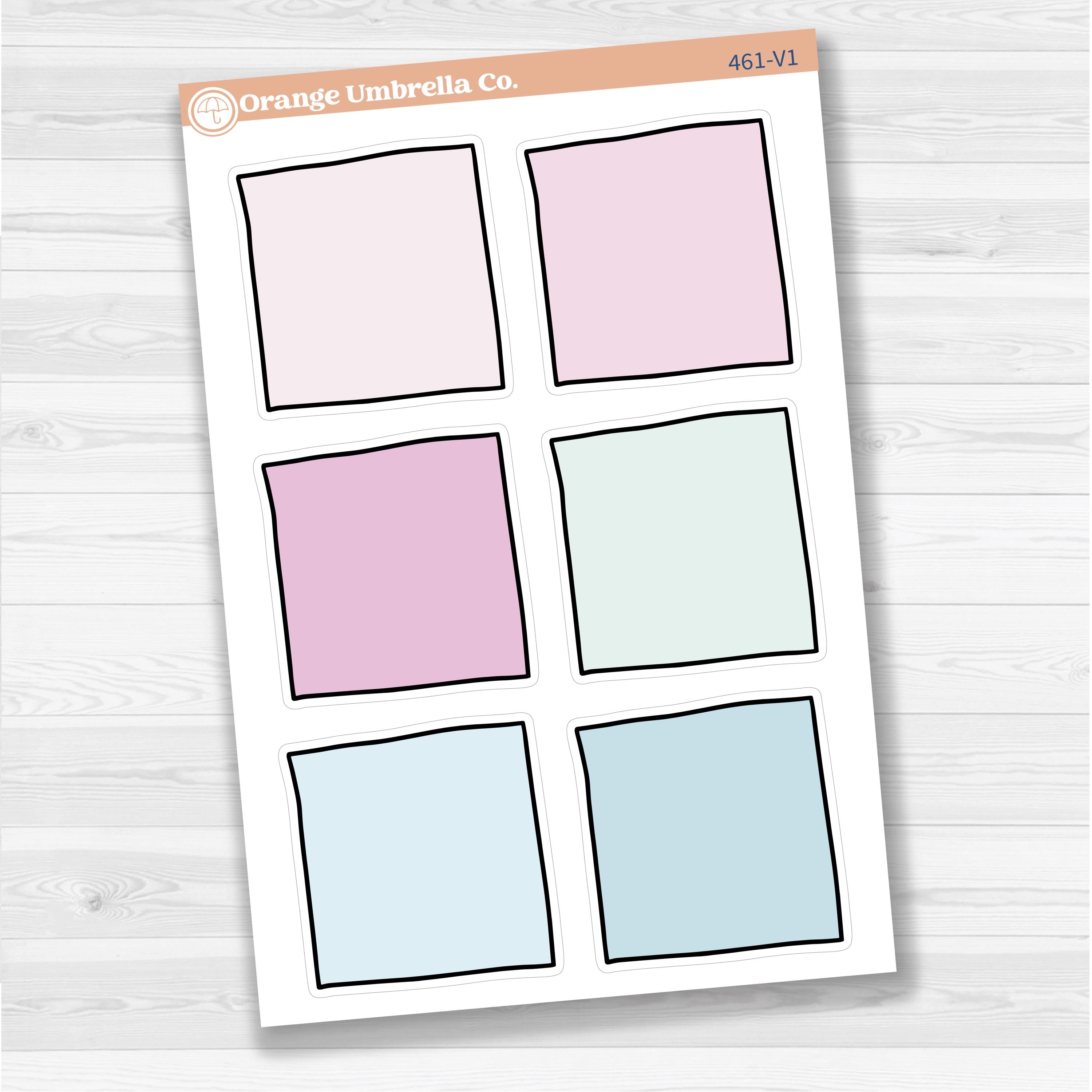 Sticker sheet with large square note stickers for planners, scrapbooks, Bible journaling, and creative memory keeping — white matte.