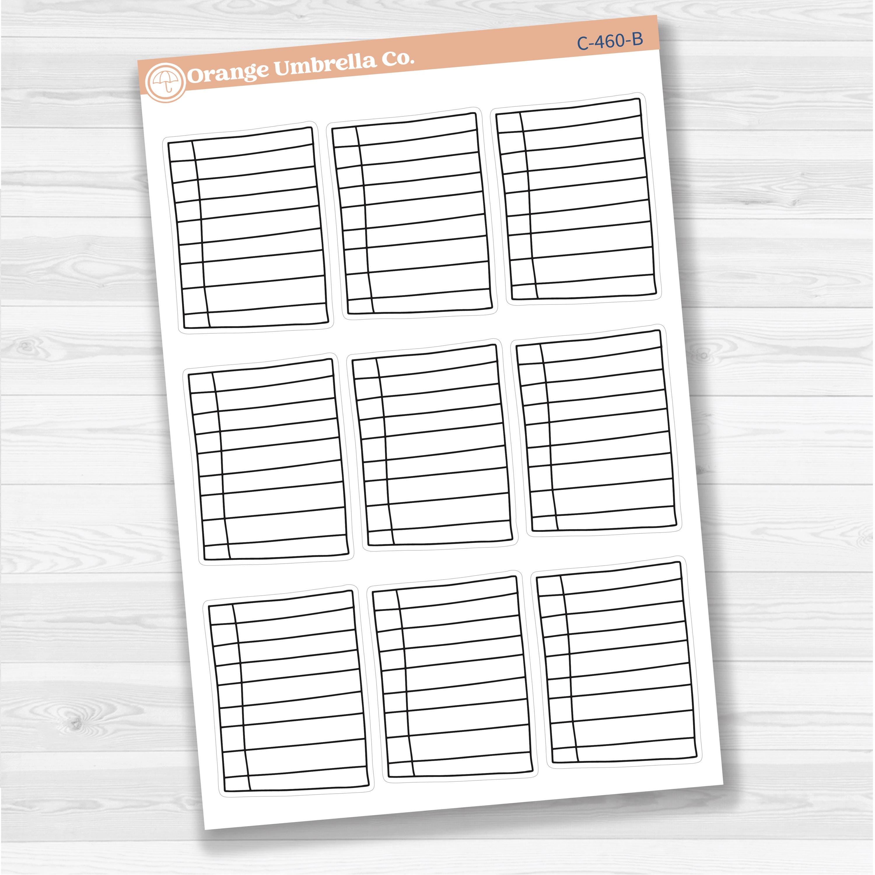 Sticker sheet with large lined journaling note stickers for planners, scrapbooks, and Bible journaling — white matte.