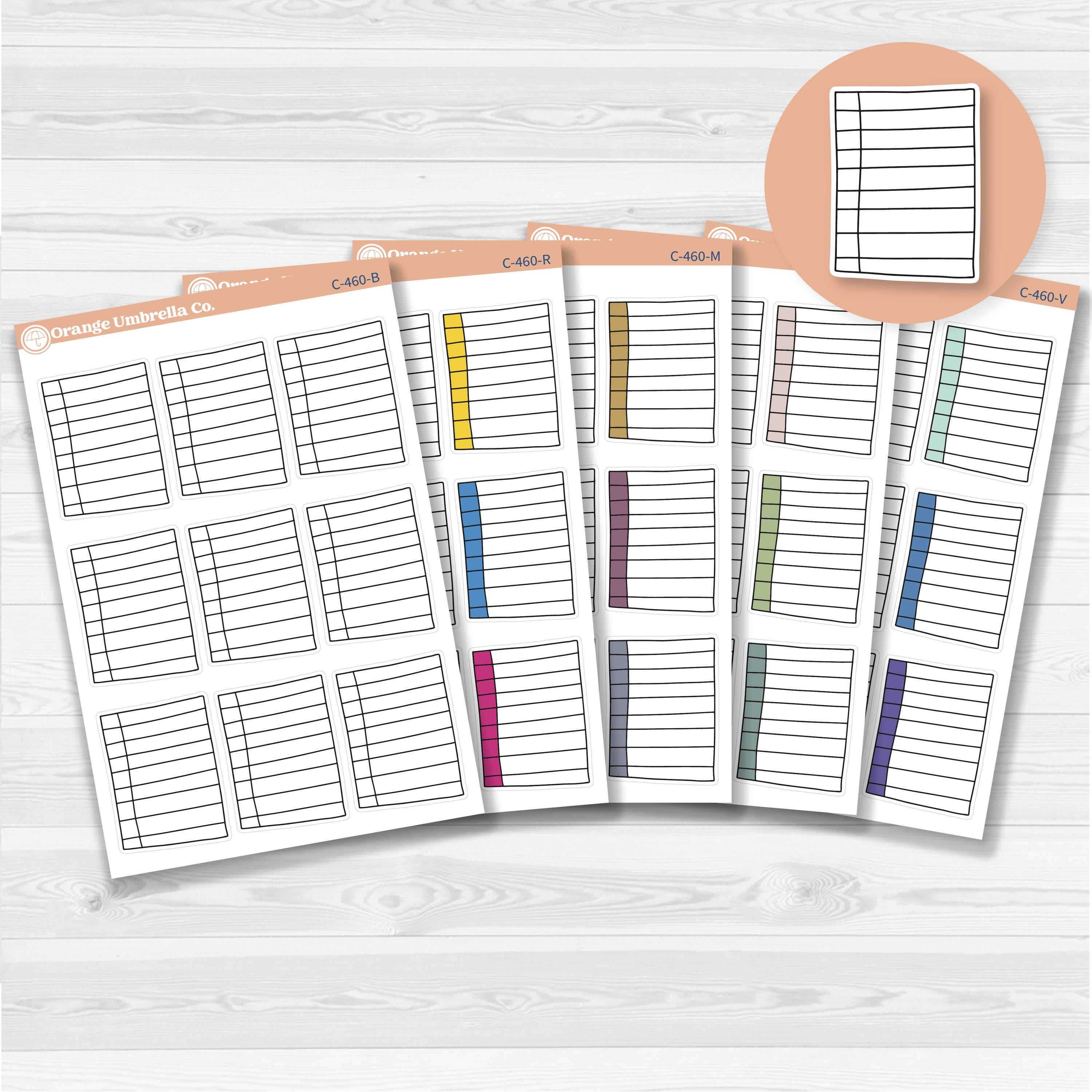 Sticker sheet with large lined journaling note stickers for planners, scrapbooks, and Bible journaling — white matte.