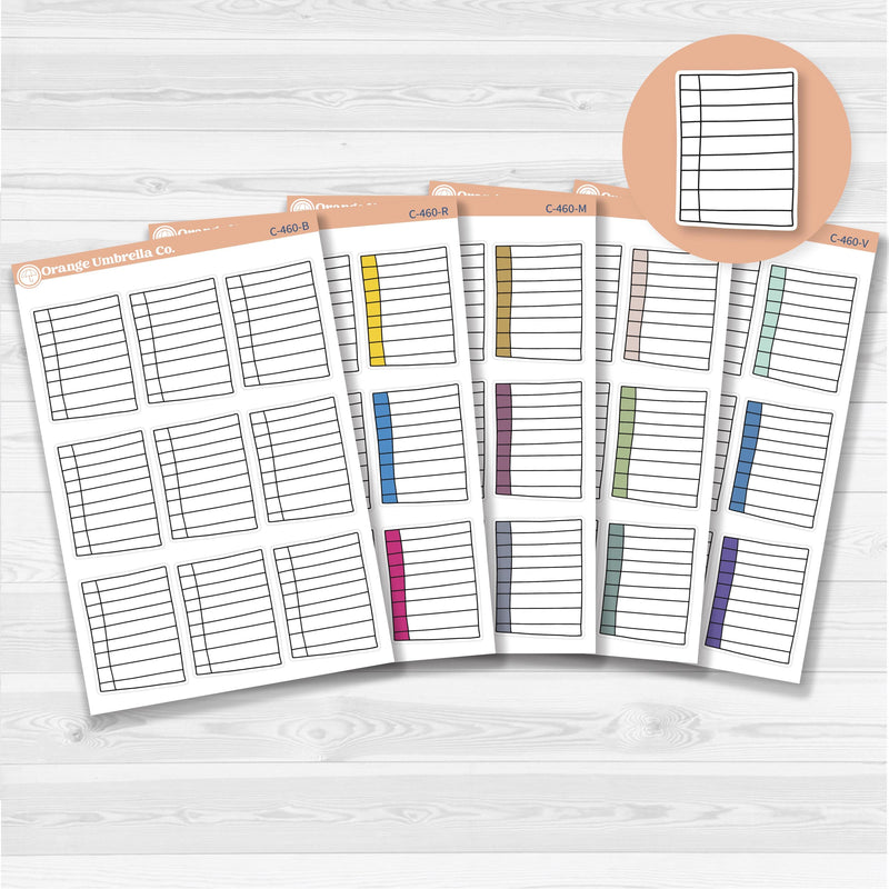 Sticker sheet with large lined journaling note stickers for planners, scrapbooks, and Bible journaling — white matte.