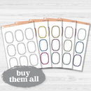 Sticker sheet with large decorative plaque-shaped note stickers for planners, scrapbooking, Bible journaling, and memory keeping — white removable matte.