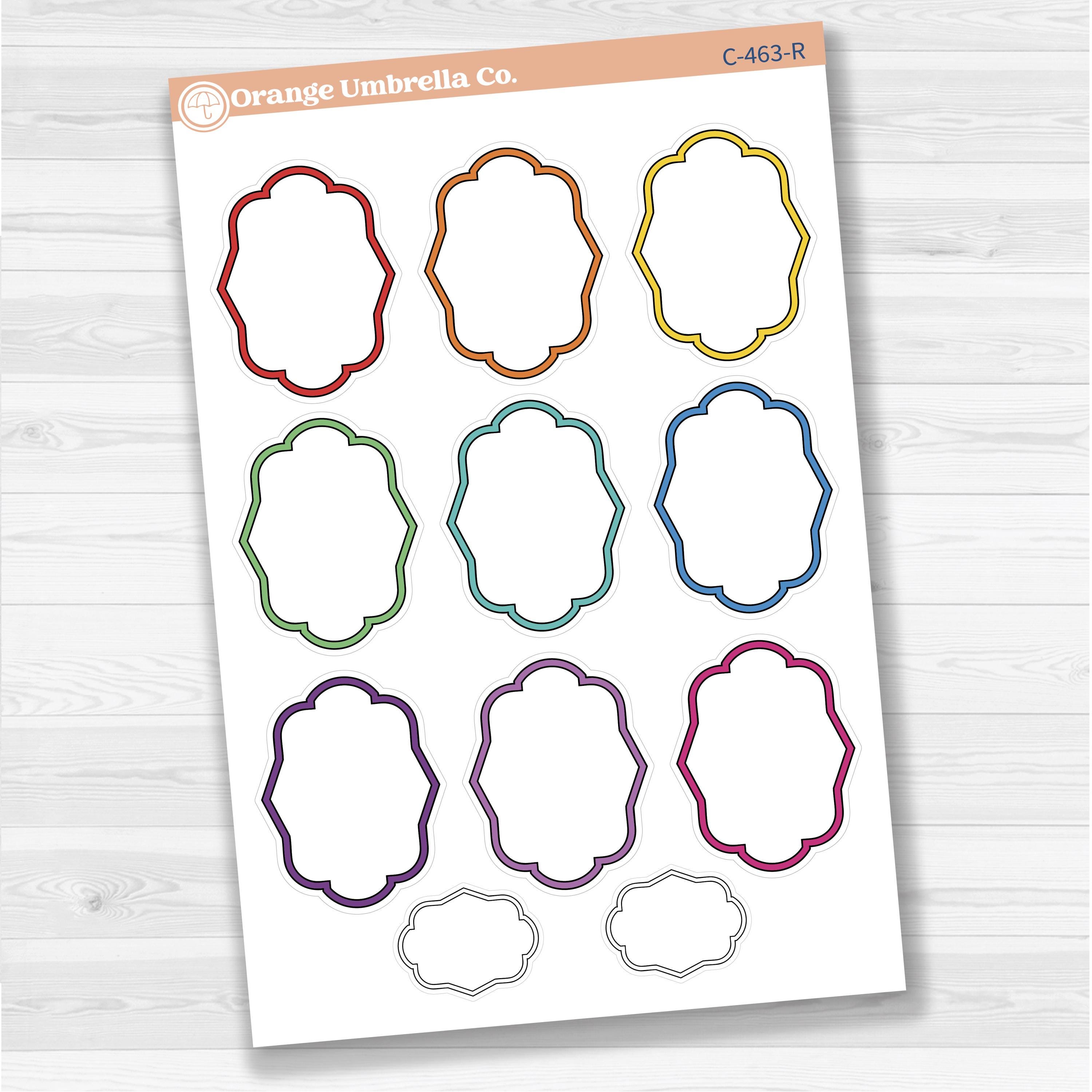 Sticker sheet with large plaque-shaped journaling stickers for planners, scrapbooking, Bible journaling, and creative memory keeping — removable white matte.