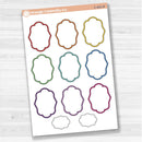 Sticker sheet with large plaque-shaped journaling stickers for planners, scrapbooking, Bible journaling, and creative memory keeping — removable white matte.