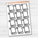 Sticker sheet with large scroll journaling notes for planners, Bible journaling, scrapbooking, and creative memory keeping — white matte.