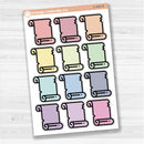 Sticker sheet with large scroll journaling notes for planners, Bible journaling, scrapbooking, and creative memory keeping — white matte.