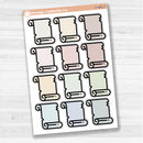 Sticker sheet with large scroll journaling notes for planners, Bible journaling, scrapbooking, and creative memory keeping — white matte.