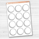 Sticker sheet with large circle doodle journaling notes for planners, scrapbooking, Bible journaling, and memory keeping — white matte.