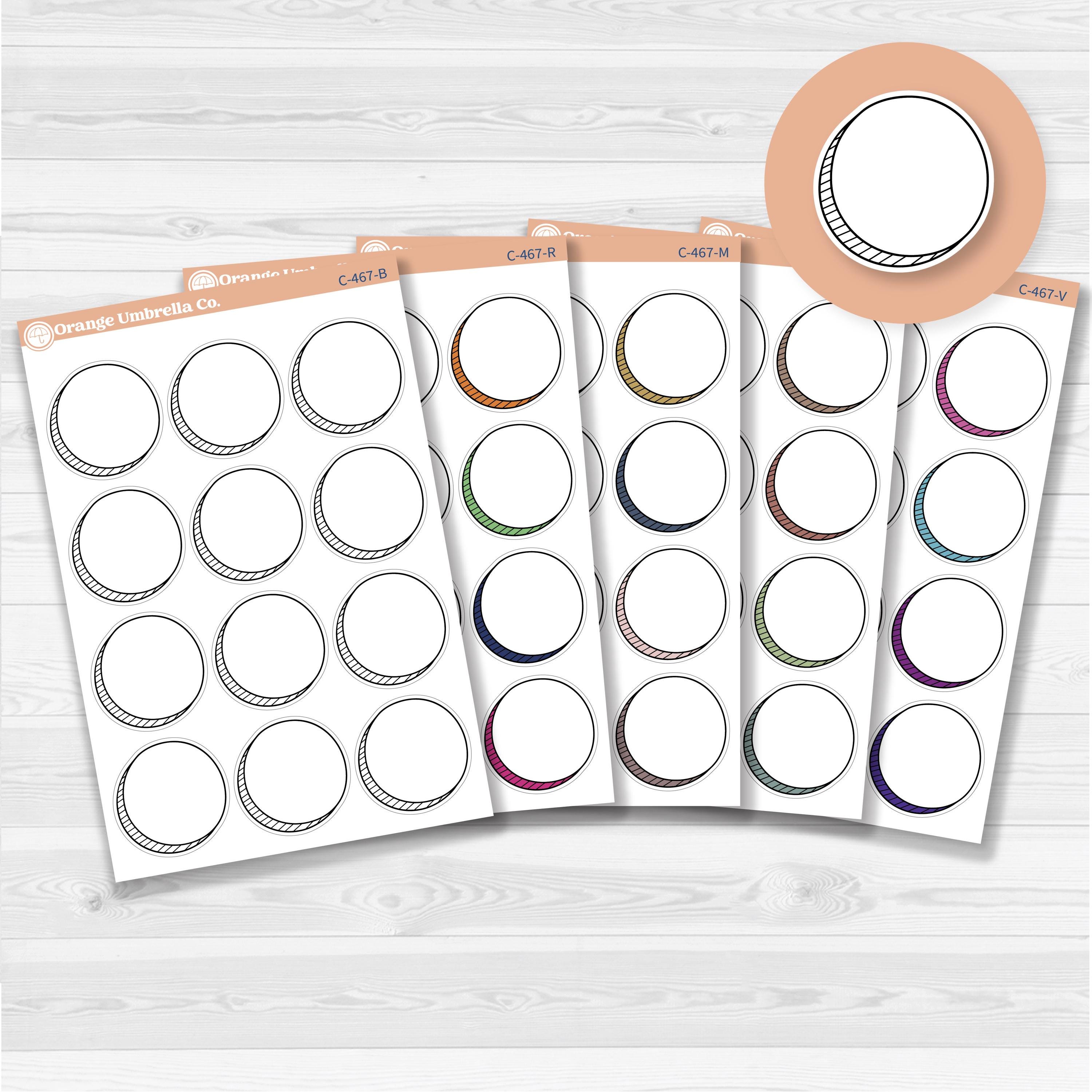 Sticker sheet with large circle doodle journaling notes for planners, scrapbooking, Bible journaling, and memory keeping — white matte.