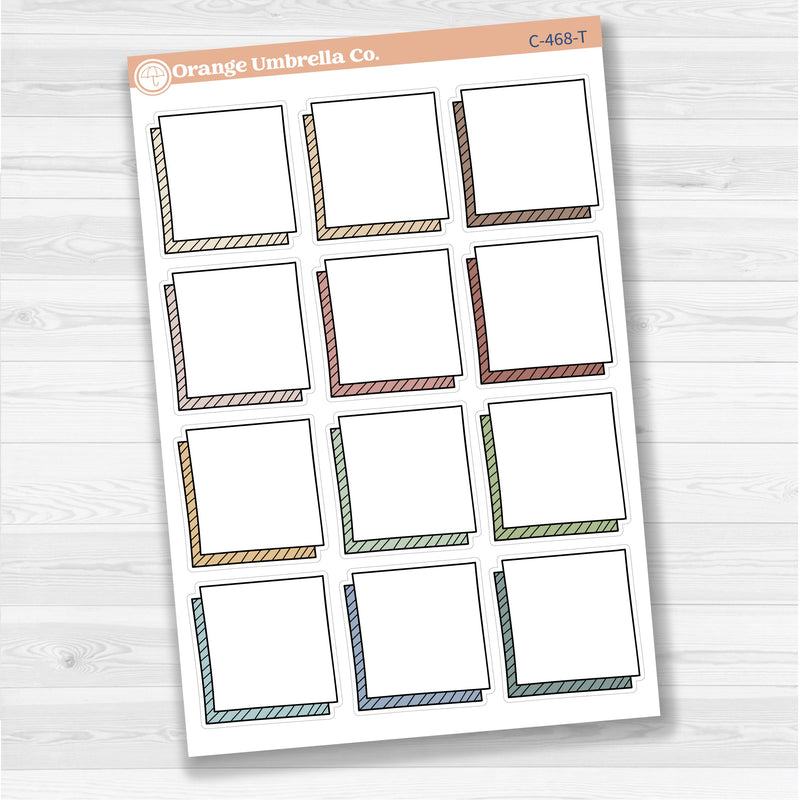 Large square doodle journaling note stickers in white matte — ideal for planners, scrapbooking, Bible journaling, and memory keeping.