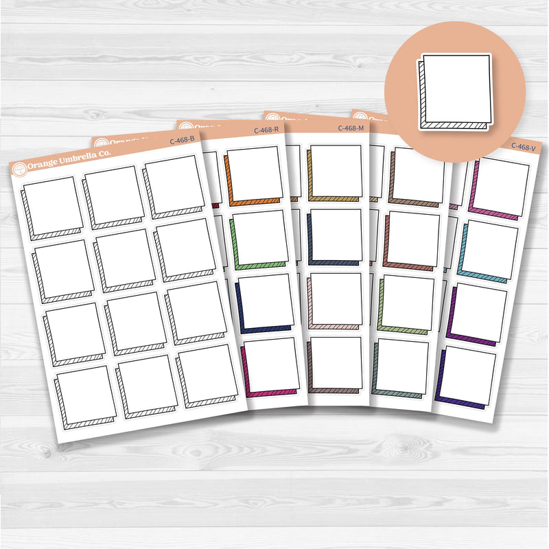 Large square doodle journaling note stickers in white matte — ideal for planners, scrapbooking, Bible journaling, and memory keeping.