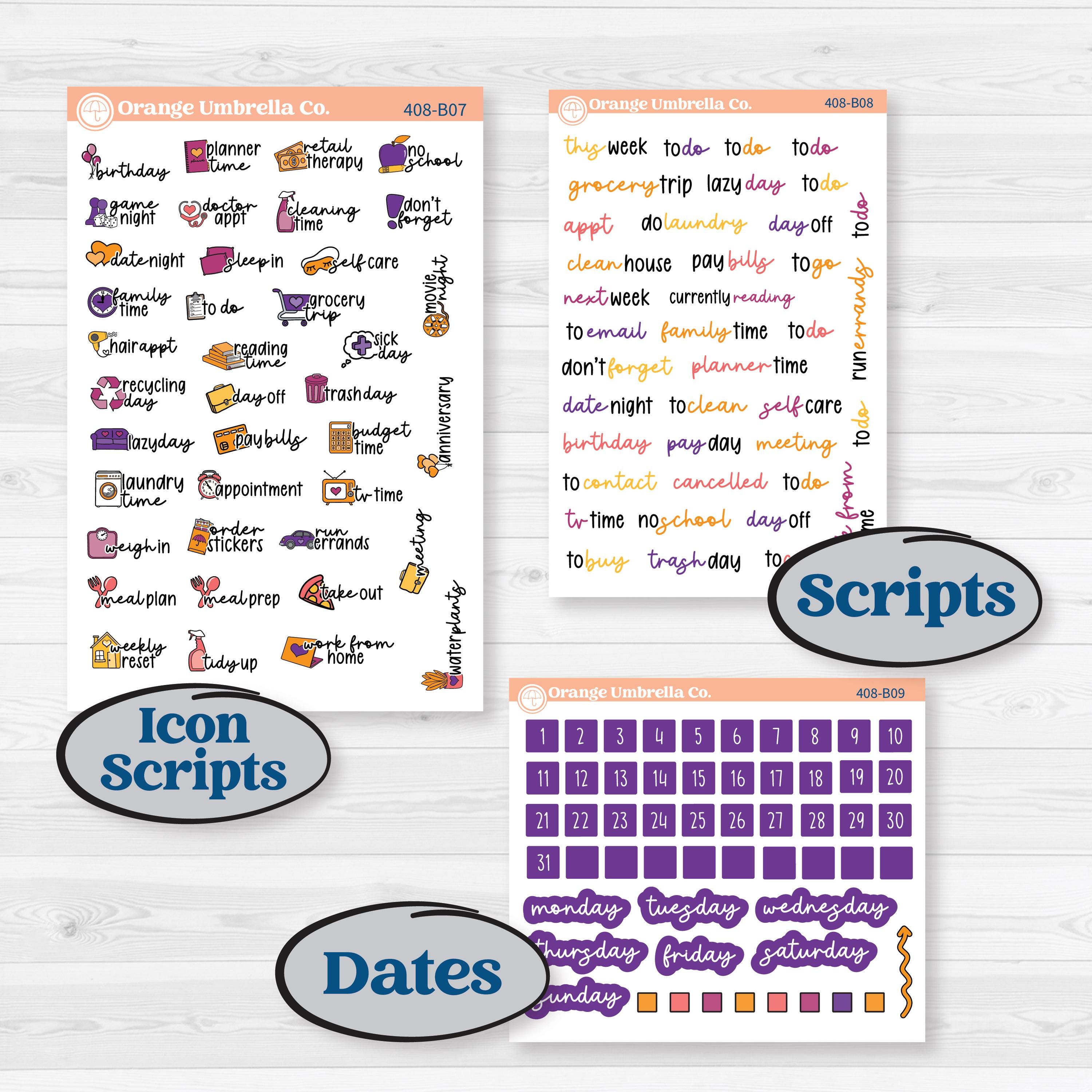 Purple Halloween Kit | Weekly Add-On Planner Kit Stickers | Gone Batty | KIT-408-B