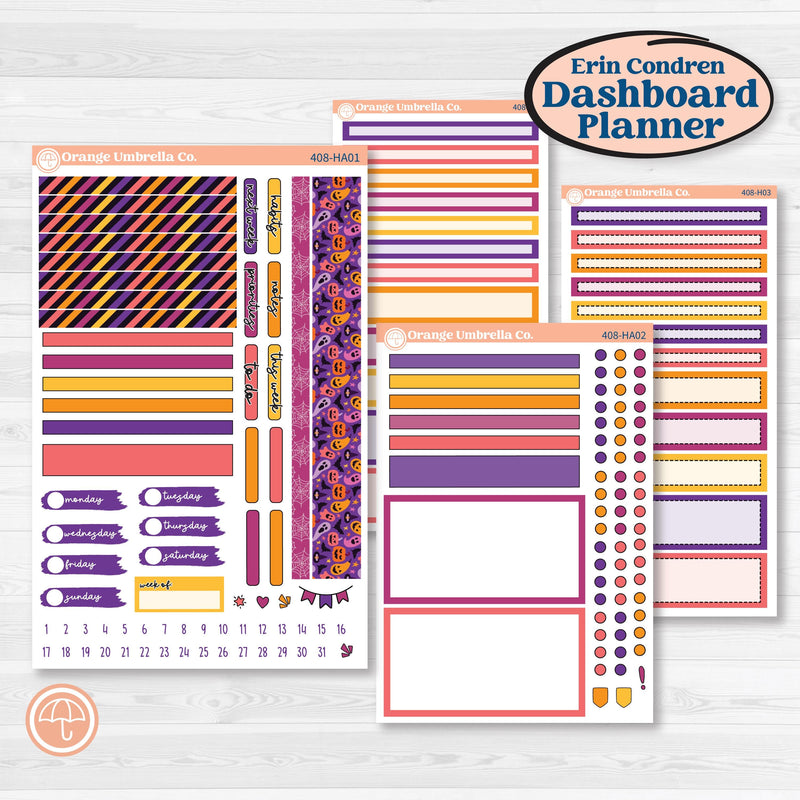 Purple Halloween Kit | Erin Condren Weekly Dashboard Planner Kit Stickers | Gone Batty | KIT-408-HA