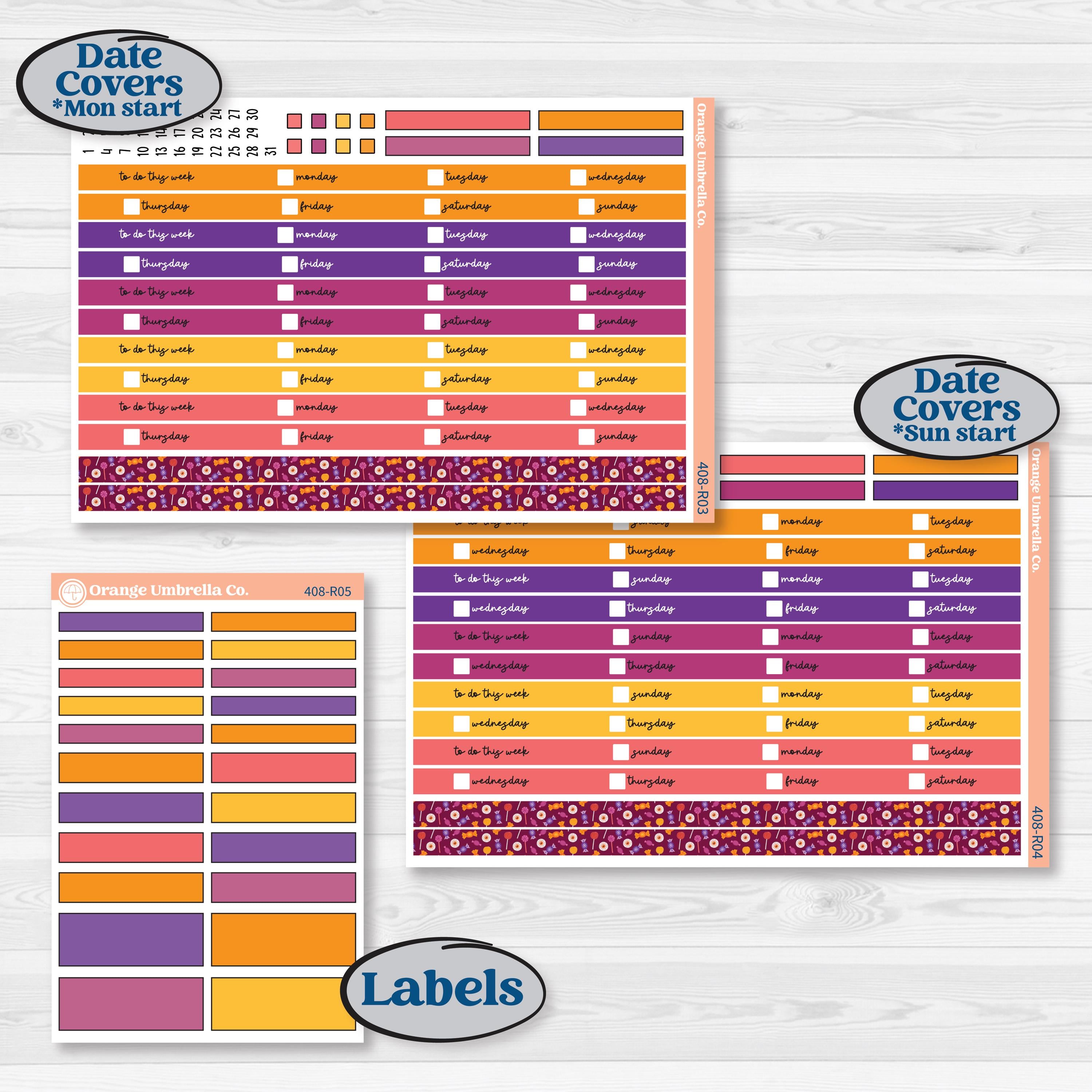 Purple Halloween Kit | Laurel Denise Portrait Planner Kit Stickers | Gone Batty | KIT-408-R