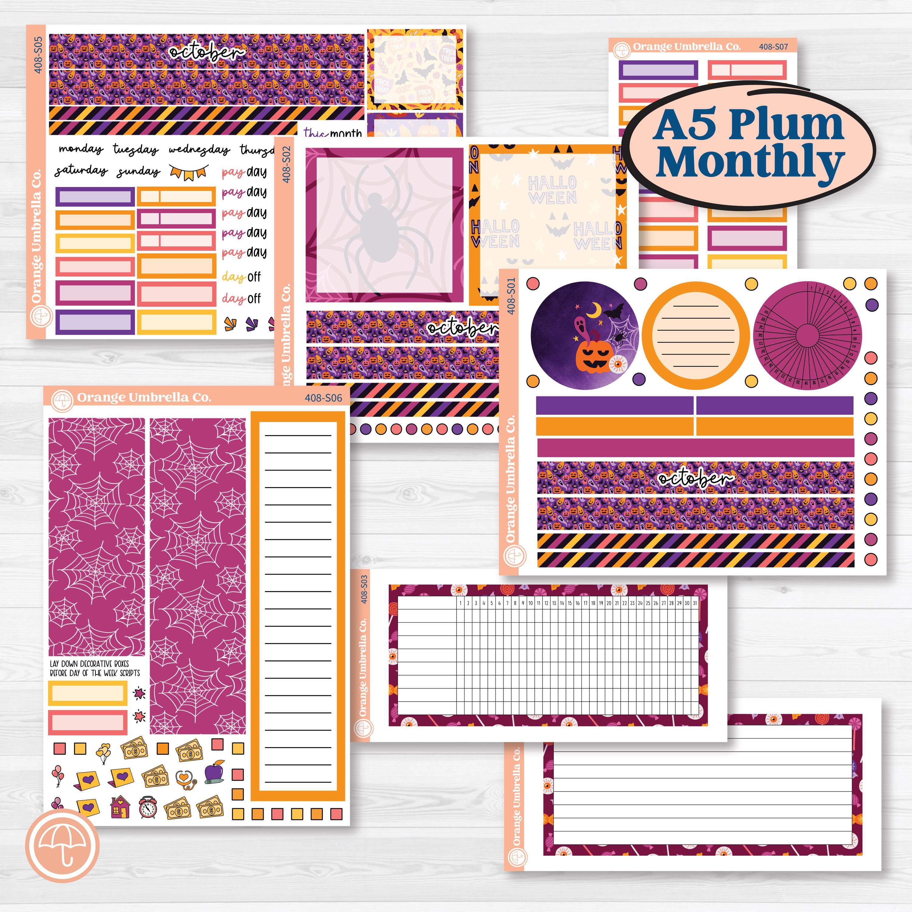 Spooky Halloween Planner Kit | Cute October Stickers | Orange Umbrella Co.