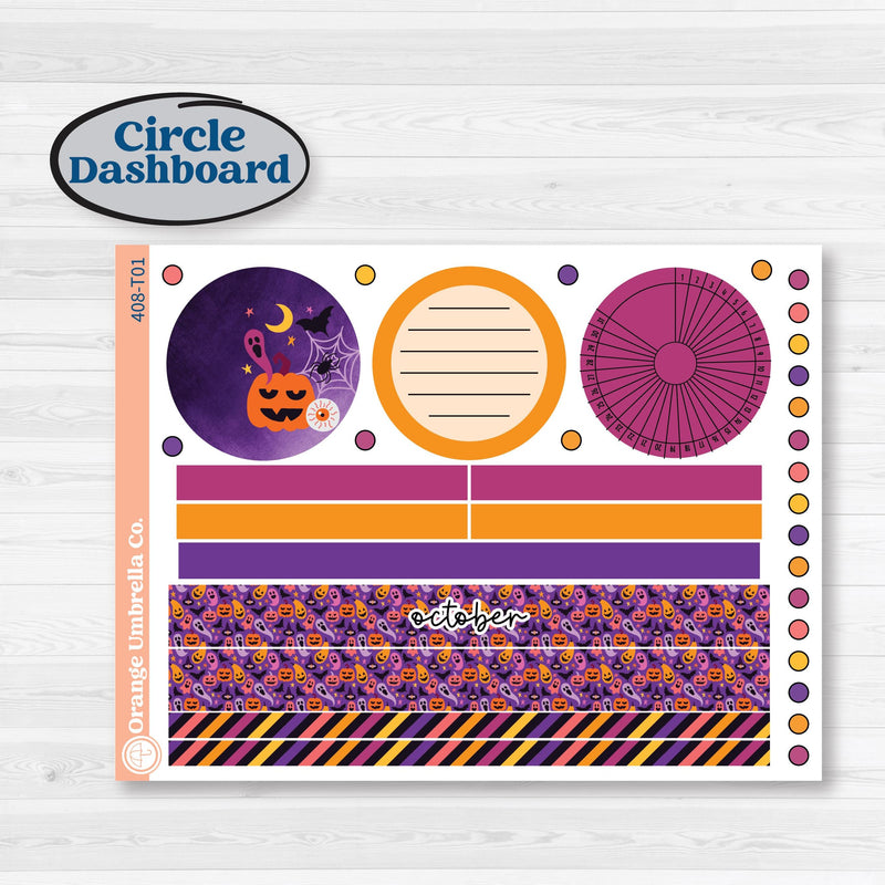 Purple Halloween Kit | 7x9 Plum Monthly & Dashboard Planner Kit Stickers | Gone Batty | KIT-408-T